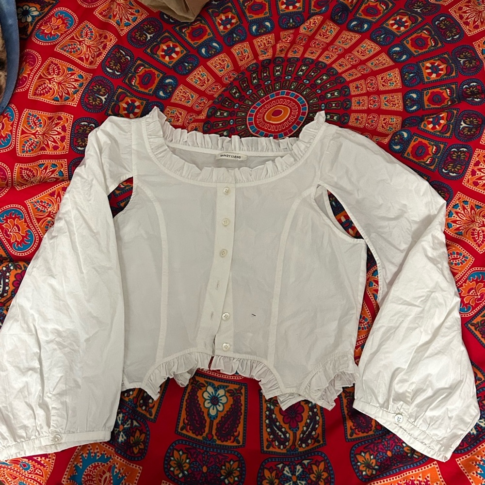 Sandy Liang White Ruffled Women's Top
